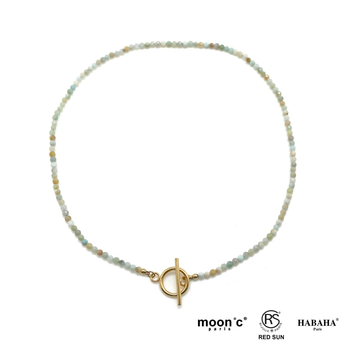 Collier fermoir T amazonite...