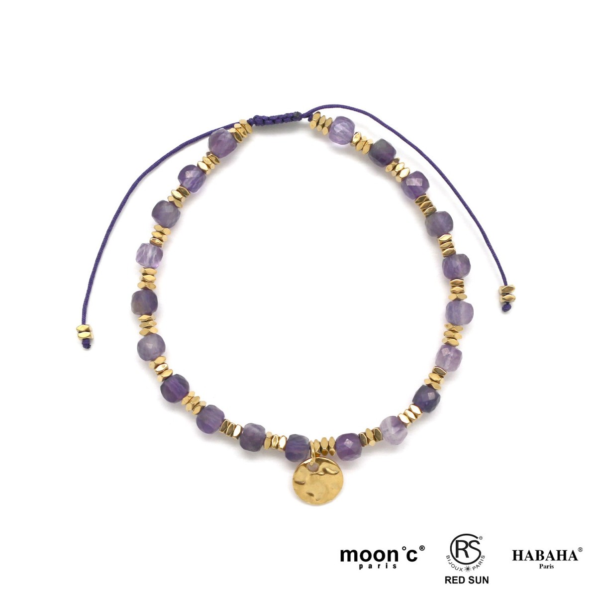 Bracelet fil pierres carrés...